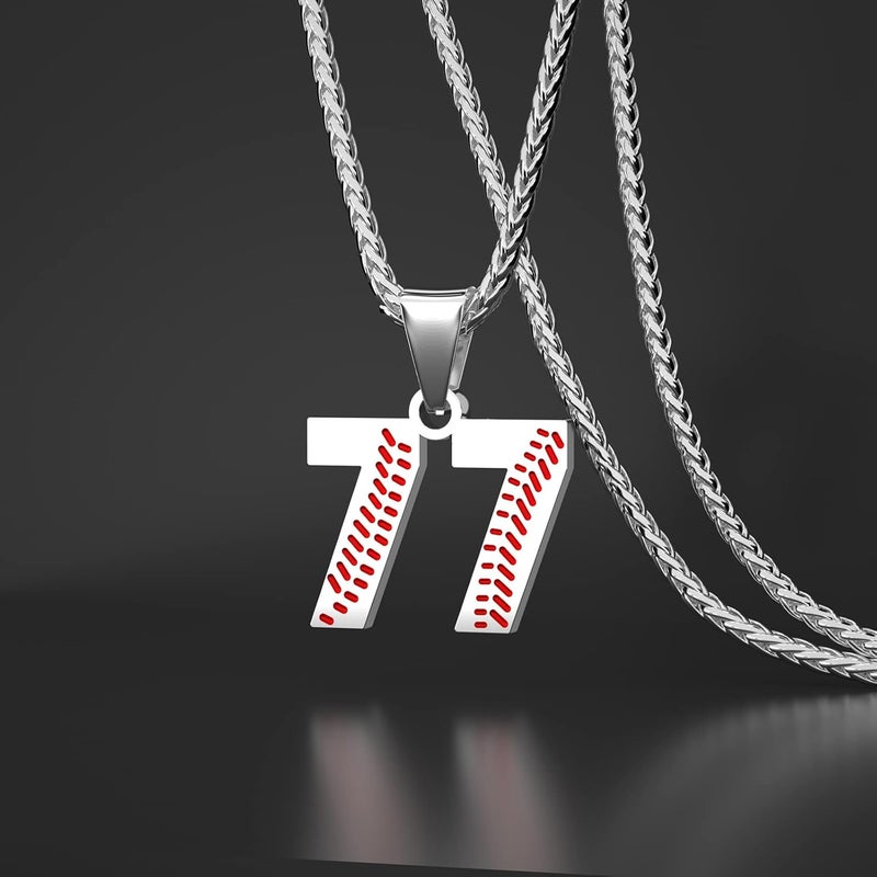 Wikavanli Personalized Baseball Jersey Number 00-99 Necklace - Stainless Steel Baseball Chain Pendant Necklace - Team Jewelry Gift for Boys, Girls, Men, Women - Image 2